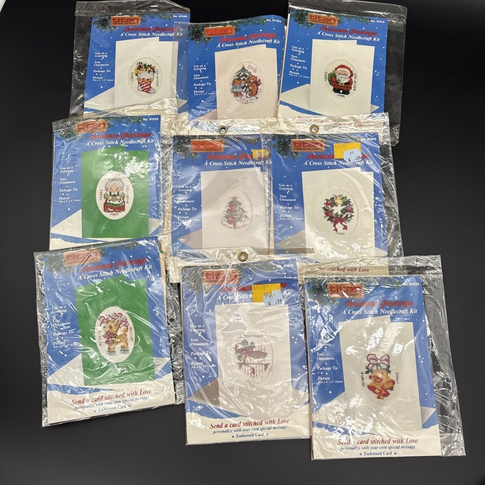 9 Christmas Titan Needlecraft Cross Stitch Greeting Card Kits